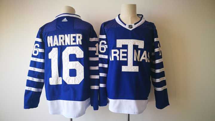 Men 2017 NHL Toronto Maple Leafs #16 Marner Adidas blue jersey->->NHL Jersey